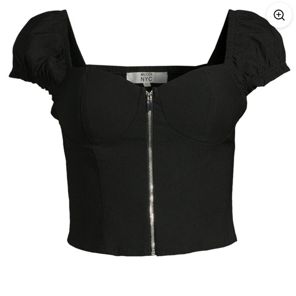 Madden Nyc Women's Front Zip Bra Cup Top black XS - Picture 1 of 3